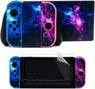 🌌 taifond the dazzling galaxy decals stickers set faceplate skin, screen protector, and dock protection kit for nintendo switch console & joy-con controller logo