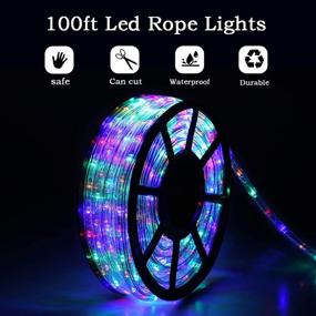 img 1 attached to 🎉 100Ft LED Rope Lights - Cuttable & Connectable for Indoor/Outdoor Decorative Lighting - Waterproof String Lights for Deck, Patio, Backyards, Garden - Multicolor Party and Christmas Decorations