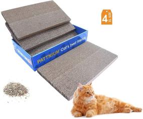 img 3 attached to 🐱 PATTNIUM Corrugated Cat Scratcher: Cardboard Cat Scratching Pad with Catnip, Lounge Bed & Toy Benefits for Cats.