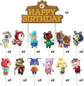 img 2 attached to 🎉 Комплект товаров для вечеринки в стиле Animal Crossing: 25 шт., Колпачки для кексов, набор для торта - идеальное украшение для Праздника Видеоигр