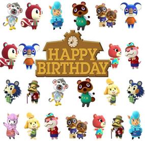 img 4 attached to 🎉 Комплект товаров для вечеринки в стиле Animal Crossing: 25 шт., Колпачки для кексов, набор для торта - идеальное украшение для Праздника Видеоигр