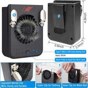 img 2 attached to 🌬️ Stay Cool on-the-go with the Upgraded Portable Waist Clip Fan - 8000mAh Battery Operated USB Cooling Fan for Outdoor Activities