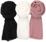 stylish long hijab scarf wrap: evq soft cotton hemp scarves for women logo