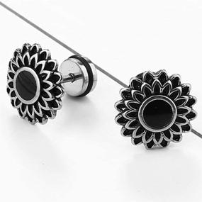 img 1 attached to 🌻 Black Screw Sunflower Stud Earrings – Vintage Stainless Steel Cocktail Party Accessory