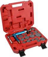 ares 18024-16-piece brake caliper wind back tool set - effortless and efficient one-person pneumatic design - complete with compressor tool, 15 drive key disc adapters - includes convenient storage case logo