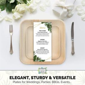 img 1 attached to Chic Leaf 10-Inch Square Palm Leaf Plates (25 Pack) - Biodegradable & Compostable Bamboo Plates - Eco-Friendly Alternative to Plastic, Paper, & Wood Plates - Party Pack with 25 Wooden Forks