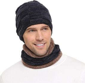 img 4 attached to 🧣 Warm Knit Beanie Hats and Scarf Set for Women - Winter Skull Cap and Neck Warmer with Thick Fleece Lining