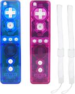 🎮 vinklan wii nintendo remote controller and nunchuck set with silicon case for wii/wii u - clear purple & sapphire blue logo