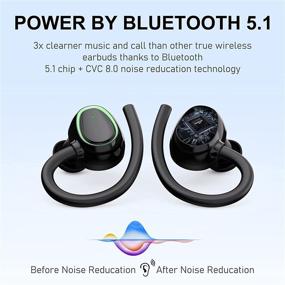 img 1 attached to 🎧 Высококачественные беспроводные наушники: Bluetooth 5.1, CVC 8.0 шумоподавление, глубокий стерео бас, встроенный микрофон, 50 часов воспроизведения, защита от воды IPX7 - идеально подходят для тренировок в спортзале.