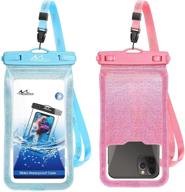 moko waterproof phone pouch holder floating 2-pack, ipx8 glitter waterproof case dry bag for iphone 13/13 pro max/iphone 12 mini/12 pro max 11 pro max/x/xs max/8/7/6/6s plus, galaxy s20/s21-compatible logo