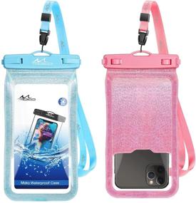 img 4 attached to MoKo Waterproof Phone Pouch Holder Floating 2-Pack, IPX8 Glitter Waterproof Case Dry Bag for iPhone 13/13 Pro Max/iPhone 12 Mini/12 Pro Max 11 Pro Max/X/Xs Max/8/7/6/6s Plus, Galaxy S20/S21-Compatible