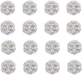 img 4 attached to NBEADS 30 Pcs 12mm Silver Grade A Rhinestone Pave Crystal Brass Beads European Charms Rondelle Beads - Ideal for Bracelet Jewelry Making and Crafts