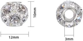 img 3 attached to NBEADS 30 Pcs 12mm Silver Grade A Rhinestone Pave Crystal Brass Beads European Charms Rondelle Beads - Ideal for Bracelet Jewelry Making and Crafts