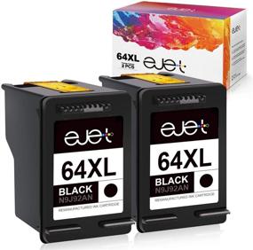 img 4 attached to 🖨️ ejet Remanufactured HP 64 XL 64XL Black Ink Cartridge Replacement - Compatible with Envy Photo 7858 7855 7155 6255 6252 7120 6232 7158 7164 Printer (2 Black)