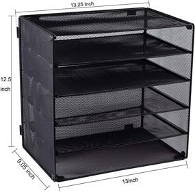 img 1 attached to EASEPRES 5-Slot Desk Organizer Tray - Black, Mesh File Paper Letter Tray, Desktop Paper Sorter and Literature Organizer Rack for Home, Office, or School - Enhance Your Organization Experience!