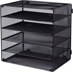 img 4 attached to EASEPRES 5-Slot Desk Organizer Tray - Black, Mesh File Paper Letter Tray, Desktop Paper Sorter and Literature Organizer Rack for Home, Office, or School - Enhance Your Organization Experience!