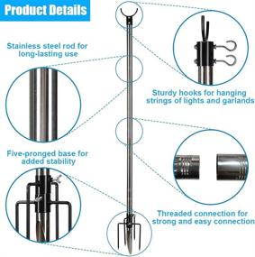 img 3 attached to 🌴 COCONUT Outdoor Light Poles: Lightweight 9 FT Stainless Steel Stand Holder for LED Solar Hanging String Lights - Rust-Free Design for Patio, Backyard, Garden