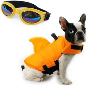 img 4 attached to CheeseandU Dog Life Jacket Shark: Adjustable Pet Swimming Vest with Free Pet UV Goggles Sunglasses – Perfect for Small to Medium Dogs on Surfing and Boating Adventures