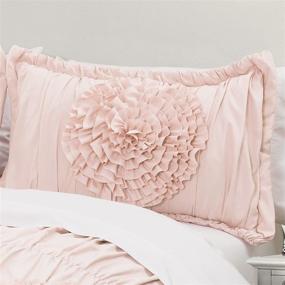 img 3 attached to Lush Decor Serena Pink Blush Ruched Flower Comforter 3 Piece Set - King Size