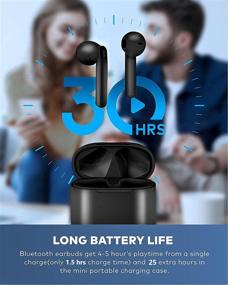 img 3 attached to 🎧 Наушники Hntmao IPX7 влагозащищенные Bluetooth: настоящее беспроводные, 30 часов циклическое время воспроизведения, микрофон и зарядный кейс, спортивные наушники для iPhone/Android