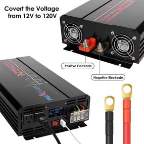img 3 attached to 🔌 3000W Pure Sine Wave Car Power Inverter, 12V to 120V Converter with Remote Control & LCD Display, 3 AC Outlets, 1 USB Port 2.4A, Hardwire Kit, Battery Cables Included