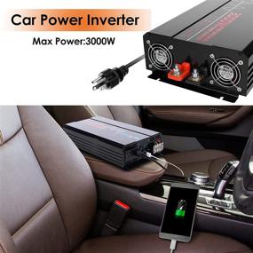 img 2 attached to 🔌 3000W Pure Sine Wave Car Power Inverter, 12V to 120V Converter with Remote Control & LCD Display, 3 AC Outlets, 1 USB Port 2.4A, Hardwire Kit, Battery Cables Included