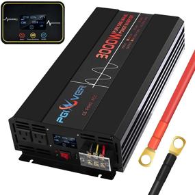 img 1 attached to 🔌 3000W Pure Sine Wave Car Power Inverter, 12V to 120V Converter with Remote Control & LCD Display, 3 AC Outlets, 1 USB Port 2.4A, Hardwire Kit, Battery Cables Included
