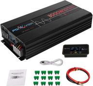 🔌 3000w pure sine wave car power inverter, 12v to 120v converter with remote control & lcd display, 3 ac outlets, 1 usb port 2.4a, hardwire kit, battery cables included logo