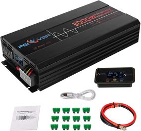 img 4 attached to 🔌 3000W Pure Sine Wave Car Power Inverter, 12V to 120V Converter with Remote Control & LCD Display, 3 AC Outlets, 1 USB Port 2.4A, Hardwire Kit, Battery Cables Included