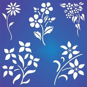 img 1 attached to 🌸 Classic Flower Designs Stencil Set - Floral Templates for Painting, 4.5 x 4.5 inch (S)