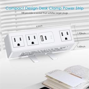 img 2 attached to 💡 CCCEI Desk Power Strip with 18W Fast Charging USB C Port, Desktop Outlet with Widely Spaced Sockets, 6 FT Flat Plug, Fits 1.6 inch Thick Tabletop Edges, 125V 12A 1500W