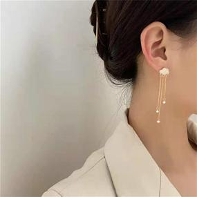 img 3 attached to Coadipress Cloud Earrings for Women and Girls: Fashionable S925 Silver Needle, Long Tassel, Gold Plated, Raindrop Pearl Dangle Drop, Statement Studs Earrings - Jewelry Gifts