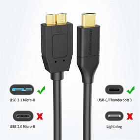 img 3 attached to 🔌 CableCreation 1FT USB C to Micro B Hard Drive Cable - 10Gbps Data Transfer, Compatible with MacBook Pro Air, Galaxy S5, My Passport Elements - Black, 0.3m