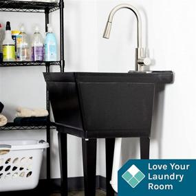 img 2 attached to JS Jackson Supplies: Black Utility Sink Laundry Tub with High Arc Stainless Steel Kitchen Faucet and Pull Down Sprayer - Ideal for Basements, Garages, and Shops!