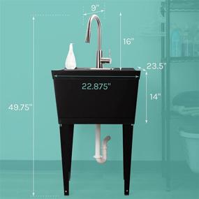 img 3 attached to JS Jackson Supplies: Black Utility Sink Laundry Tub with High Arc Stainless Steel Kitchen Faucet and Pull Down Sprayer - Ideal for Basements, Garages, and Shops!