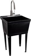 js jackson supplies: black utility sink laundry tub with high arc stainless steel kitchen faucet and pull down sprayer - ideal for basements, garages, and shops! logo