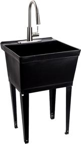 img 4 attached to JS Jackson Supplies: Black Utility Sink Laundry Tub with High Arc Stainless Steel Kitchen Faucet and Pull Down Sprayer - Ideal for Basements, Garages, and Shops!