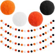 🎃 aneco halloween felt ball garland - set of 4, 80 pompom balls - halloween party decorations, hanging garland for spooky halloween décor logo