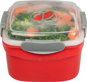 img 2 attached to 🌪️ Efficient Microwave Steamer: 3-Piece Cookware Set with Container, Strainer, and Locking Vent - BPA Free, Fridge/Freezer Safe, 1.3L Capacity, 6x6x4 Inches