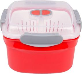 img 4 attached to 🌪️ Efficient Microwave Steamer: 3-Piece Cookware Set with Container, Strainer, and Locking Vent - BPA Free, Fridge/Freezer Safe, 1.3L Capacity, 6x6x4 Inches