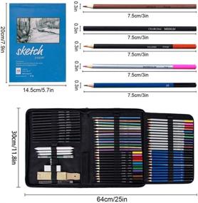img 3 attached to 🎨 Набор для рисования и скетчей CHIVENIDO - 71-предметный набор цветных карандашей и инструментов для скетчинга с альбомом для скетчей, идеальный подарок для художников, взрослых и детей.