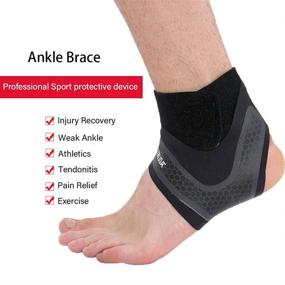 img 3 attached to Neoprene Breathable Ankle Brace - Adjustable SPOTBRACE Ankle Support for Men and Women, Elastic Foot Sleeve for Plantar Fasciitis, Running, Basketball - 1 Pair(L)