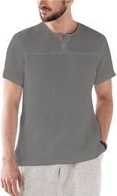 img 4 attached to Sleeve Henley Shirts Summer Casual
