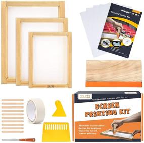img 4 attached to 🎨 Caydo 23-Piece Screen Printing Starter Kit: Wood Silk Screen Frames, Squeegees, Transparency Film, Ink Knife, Mask Tape & More