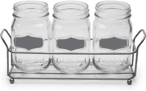 img 3 attached to 🥤 Farmhouse Decor Trio Grand Mason Jar Glasses Set of 4 with Metal Holder Stand - Circleware Beverage Drink Tumblers for Water, Beer, and Juice, 17 oz, Silver