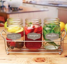 img 2 attached to 🥤 Farmhouse Decor Trio Grand Mason Jar Glasses Set of 4 with Metal Holder Stand - Circleware Beverage Drink Tumblers for Water, Beer, and Juice, 17 oz, Silver