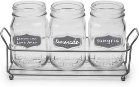 img 4 attached to 🥤 Farmhouse Decor Trio Grand Mason Jar Glasses Set of 4 with Metal Holder Stand - Circleware Beverage Drink Tumblers for Water, Beer, and Juice, 17 oz, Silver
