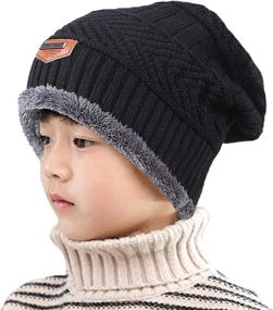 img 3 attached to 🧣 WILKER 2Pcs Kids Winter Knitted Hats and Scarf Set with Cozy Fleece Lining - Warm Cap for Boys and Girls Ages 5-14