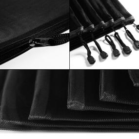 img 3 attached to 🎒 Set of 15 Black Mesh Zipper Pouch Makeup Bags - Cosmetic Travel Organizer Bags & Pencil Cases, Size: 9.5 x 7.1 Inches