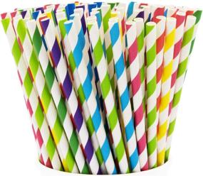 img 4 attached to 🌿 Environmentally-Friendly Paper Drinking Straws - Assorted Colors [200 Pack]